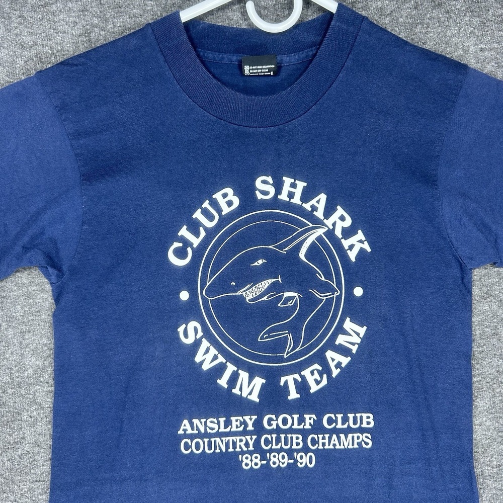 VTG Ansley Golf Club Shark Swim Team Shirt Mens S Single stitch made in USA 90s